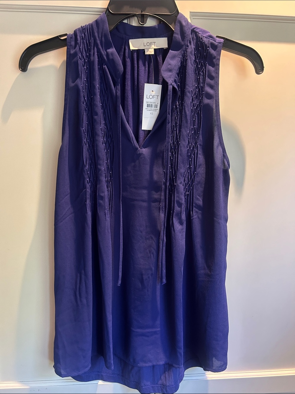 LOFT Sleeveless V-Neck Blouse in dark royal blue